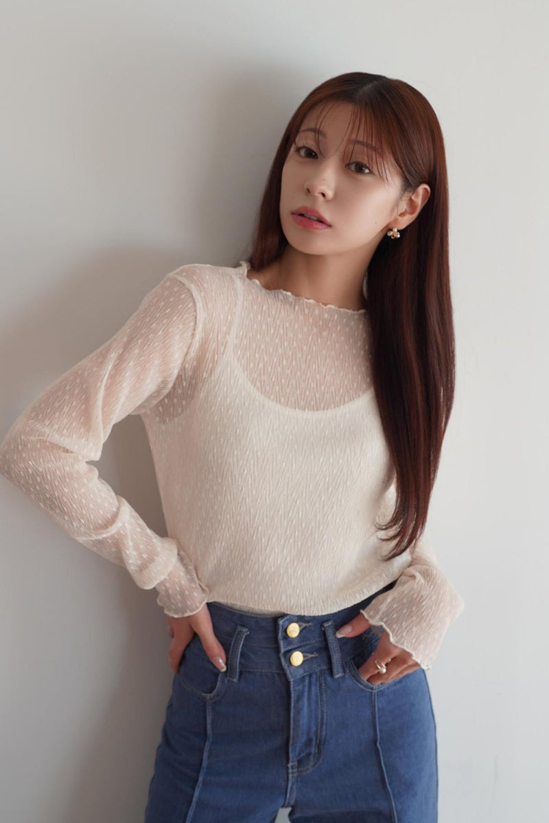 新品未使用　amel mellow sheer tops / black NEW】gather design sheer tops / black amel