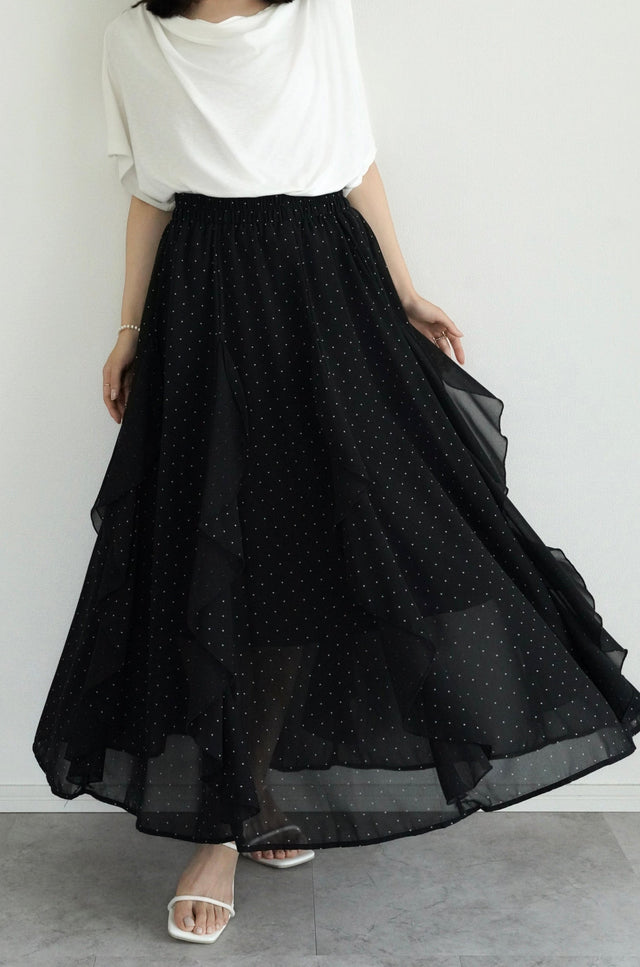 シフォンドットフリルスカート