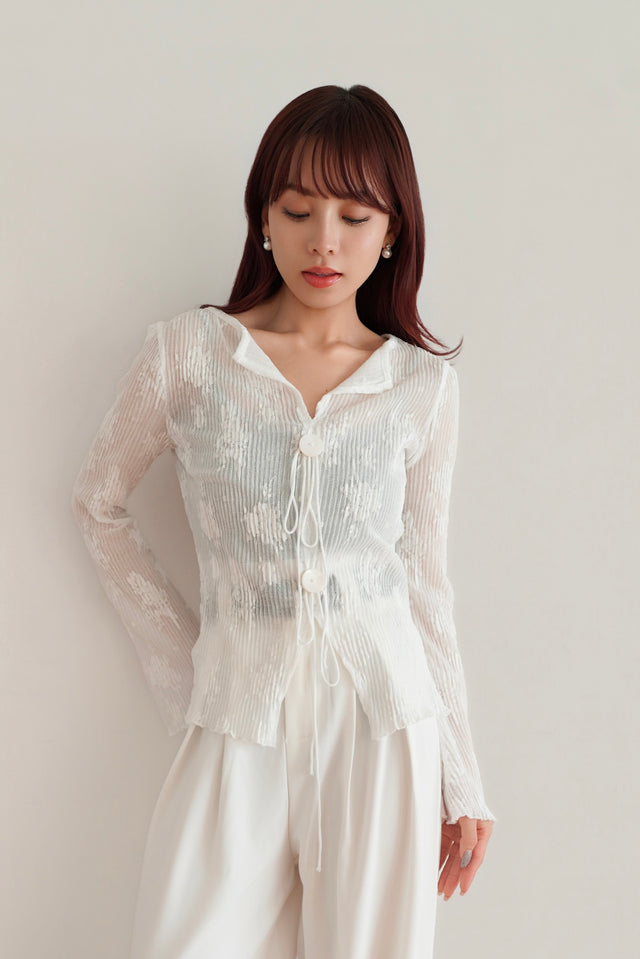 ［早割］シアーレースベルスリーブトップス