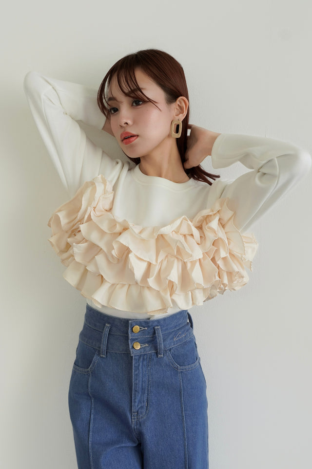 フリルポンチカットソー