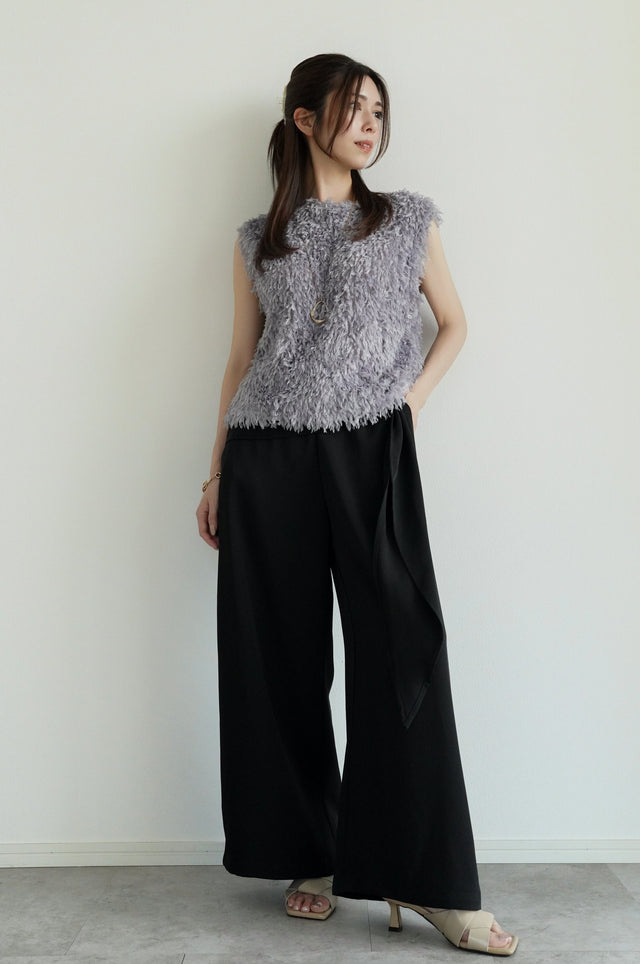 ［早割］2WAYフリンジテクスチャーベスト×ドレープベルトワイドパンツ(2SET15%OFF)