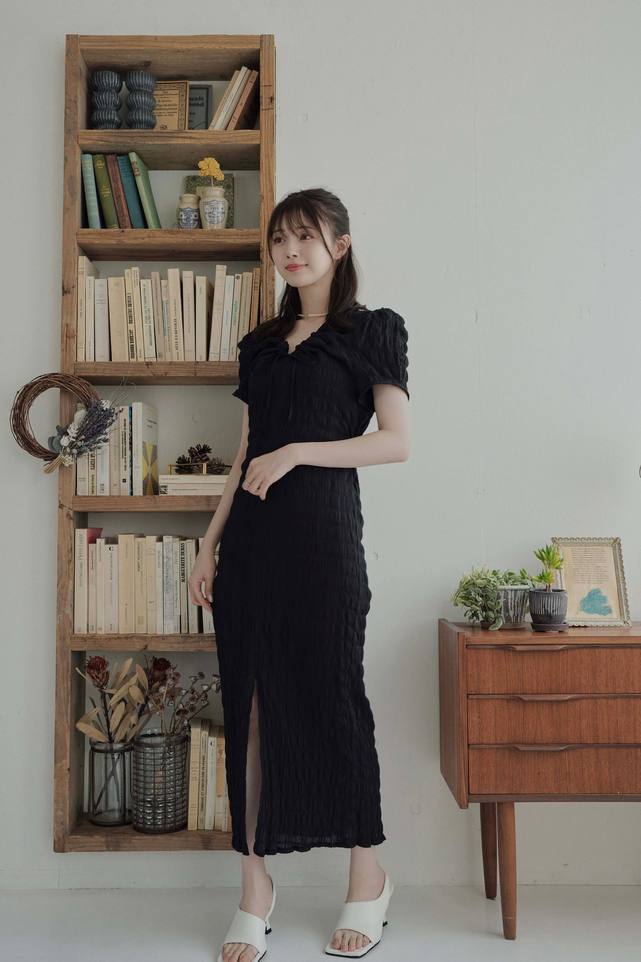 市川美織 × kicuri】Gather Fabric One-piece
