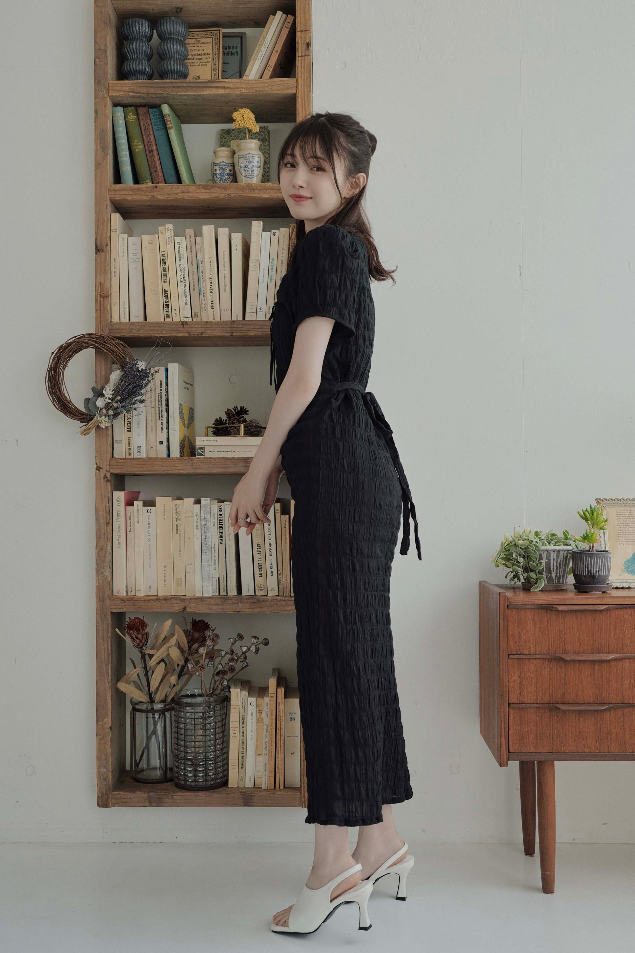 市川美織 × kicuri】Gather Fabric One-piece