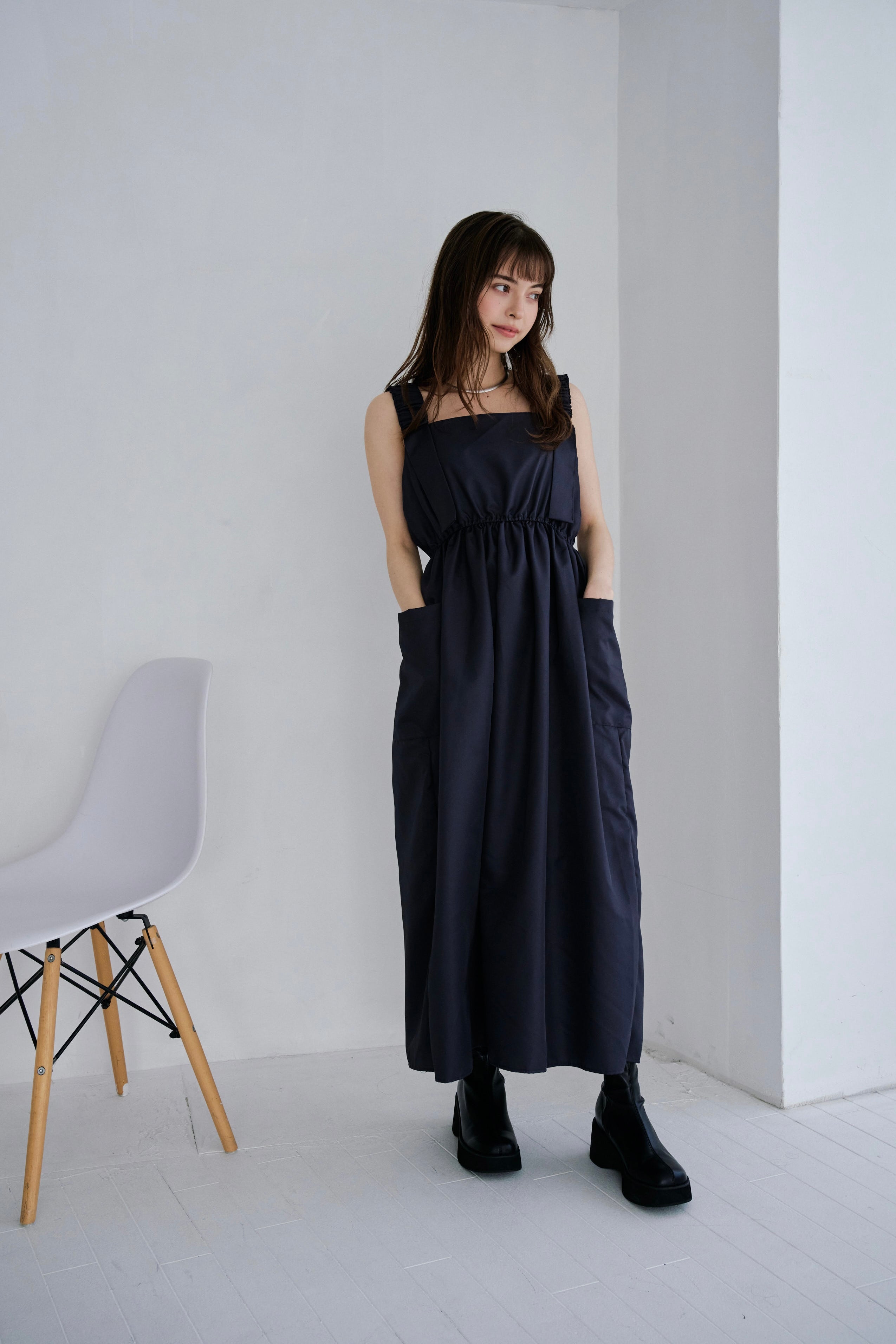 Gathered Strap One-piece – kicuri