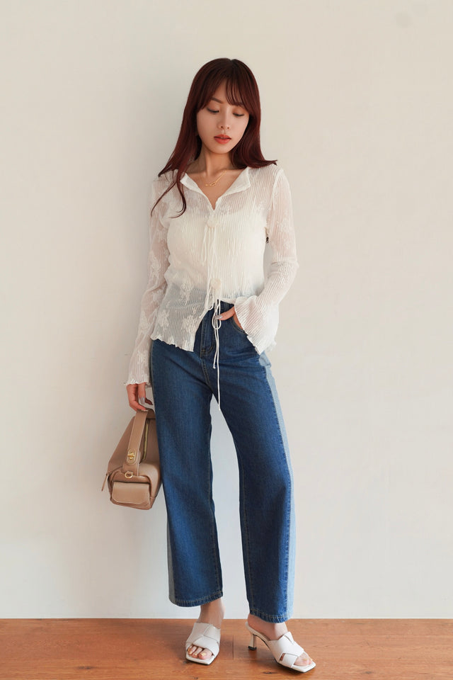 サイドラインスリムテーパードデニム