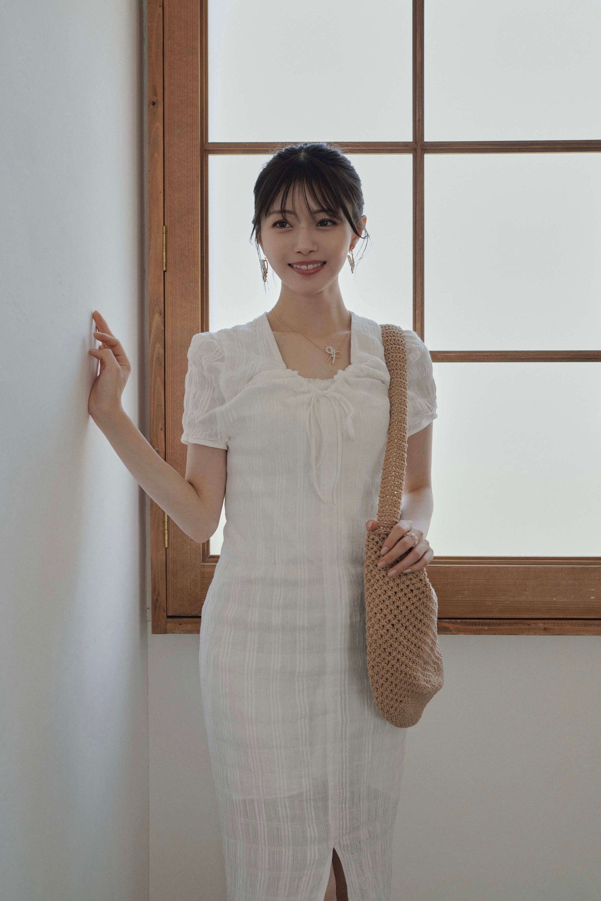 市川美織 × kicuri】Gather Fabric One-piece 