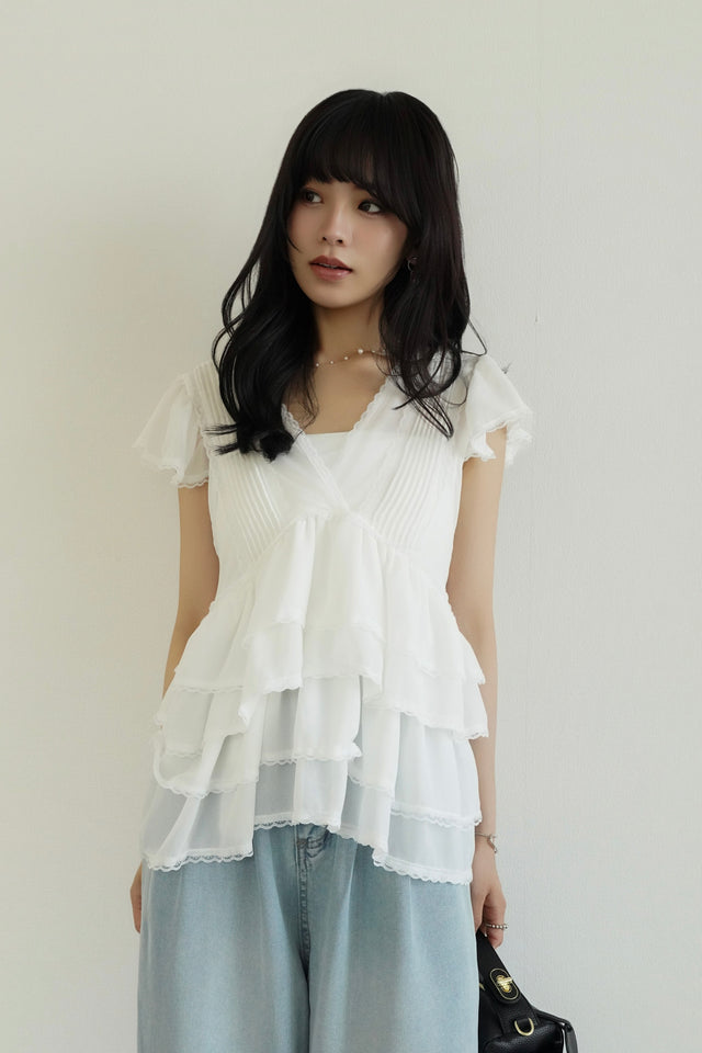 シフォンティアードブラウス