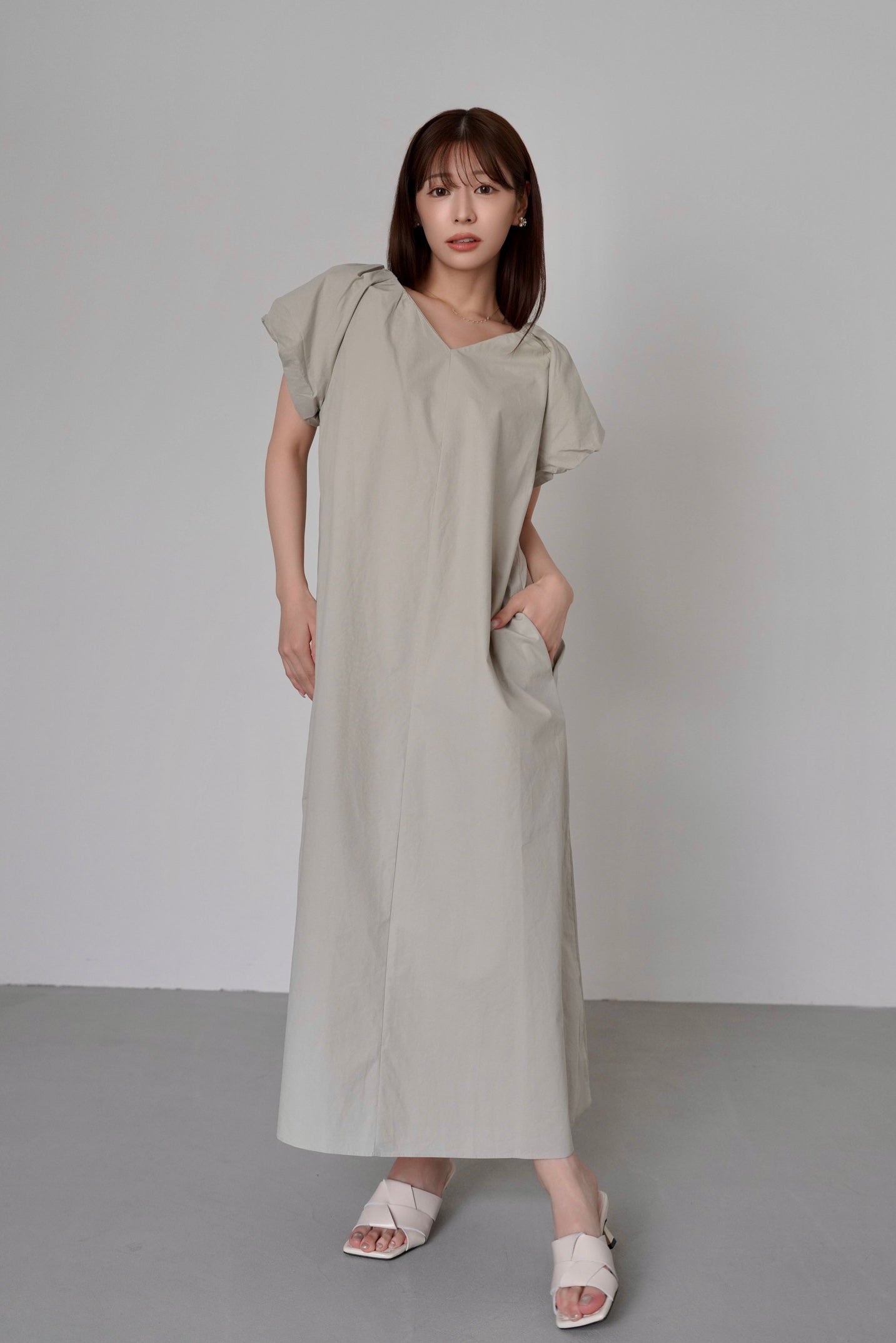 専用★完売BALLOON SLEEVE I LINE DRESS C／L BALLOON SLEEVE DRESS | HYKE (Women