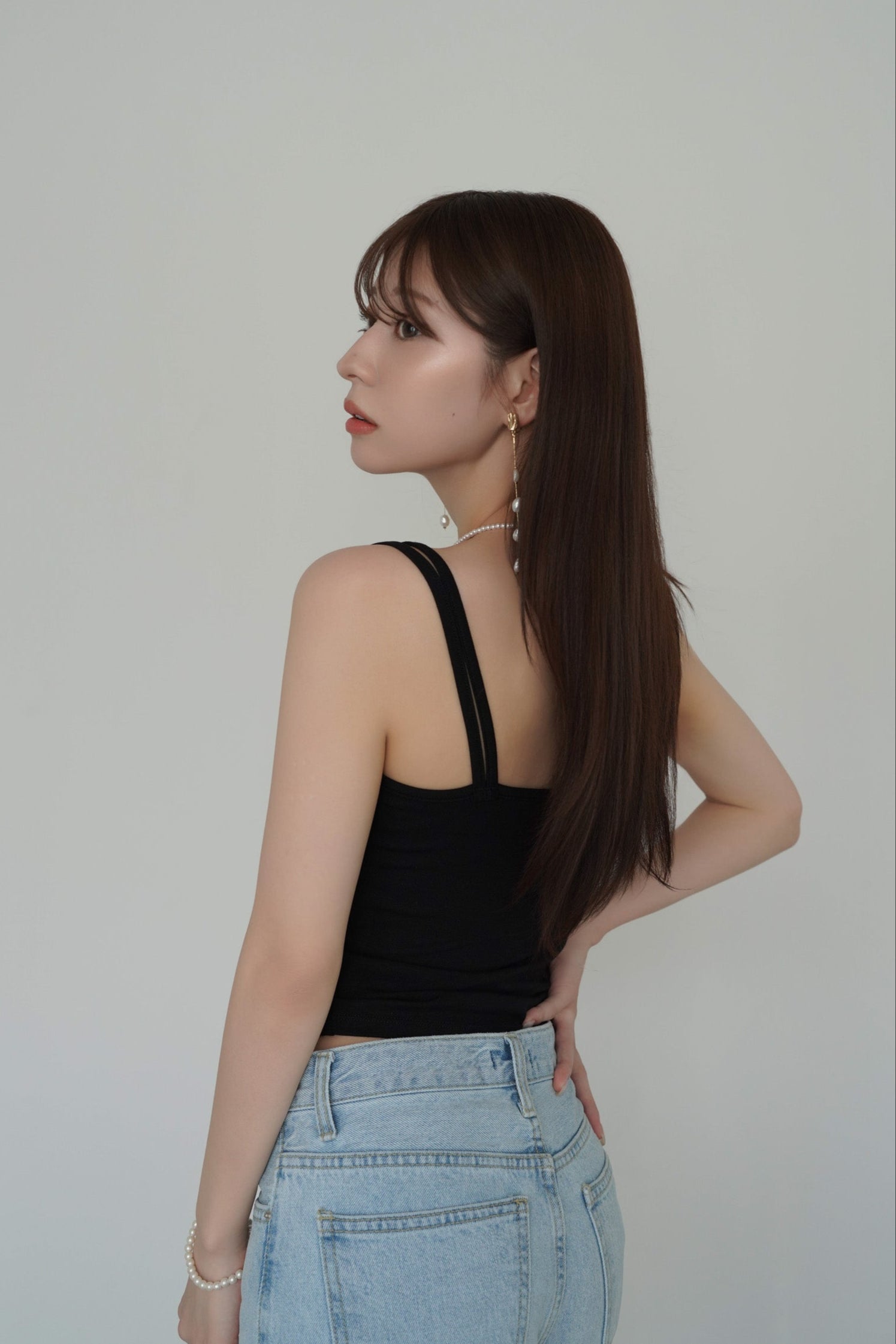 トップス andwang Kirakira slim zip up Kirakira zip up (white)