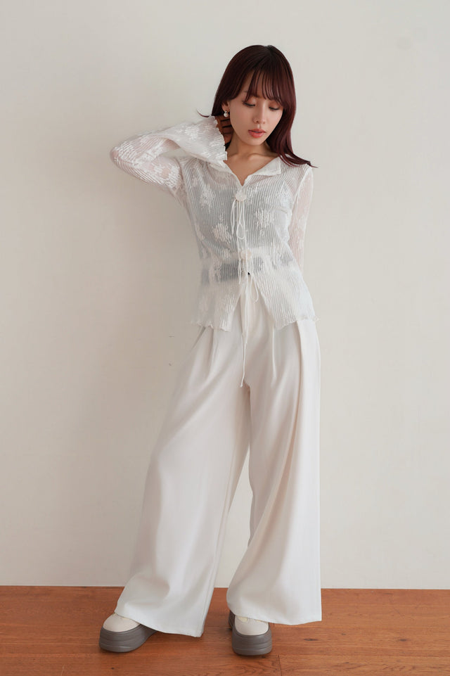 ［早割］ベルト付きタックワイドパンツ