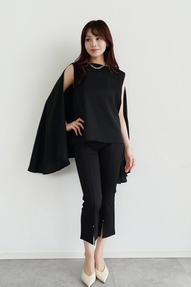 ［早割］サテンスリットケープ×センターシームフレアパンツ(2set)