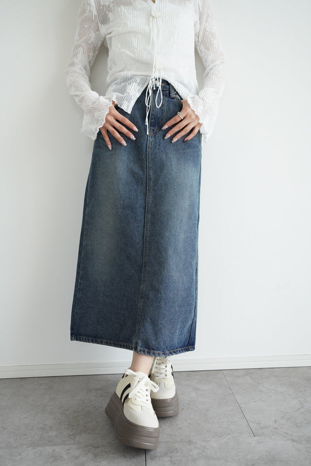 ［早割］バックスリットデニムスカート