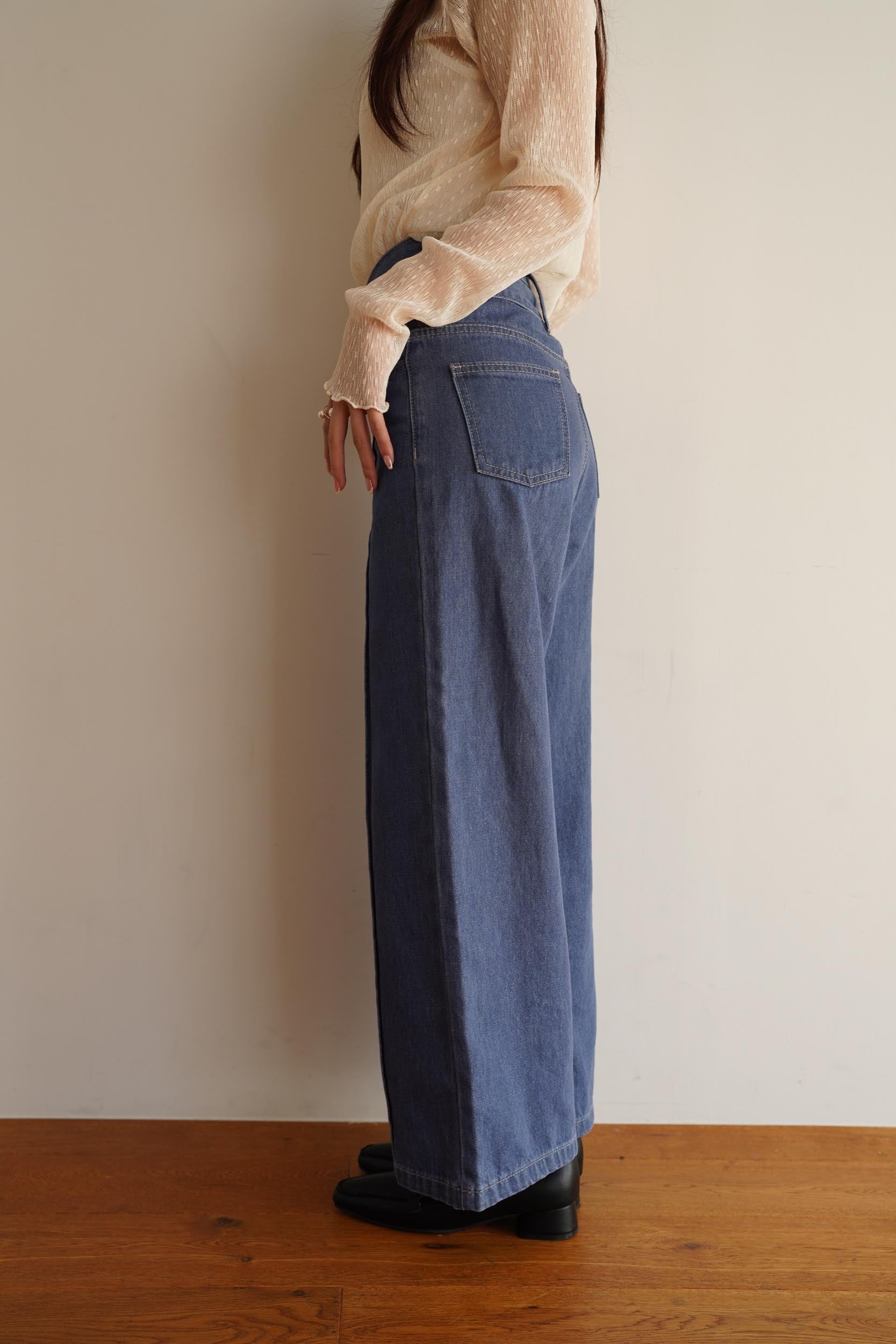 kikuri Double Belt Wide Denim Sサイズ Double Belt Wide Denim – kicuri