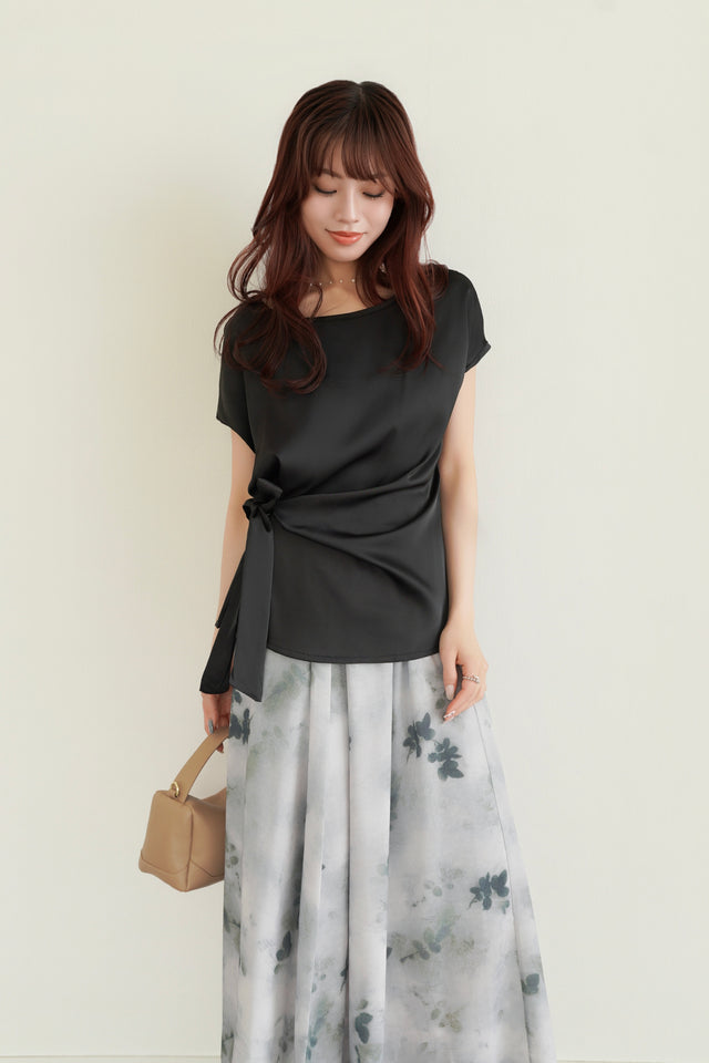 ［早割］とろみサテンリボンブラウス