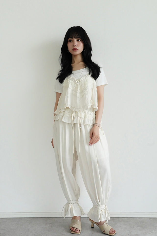 ［早割］レースバルーンパンツセットアップ×ソフトクルーネックTee(3set)