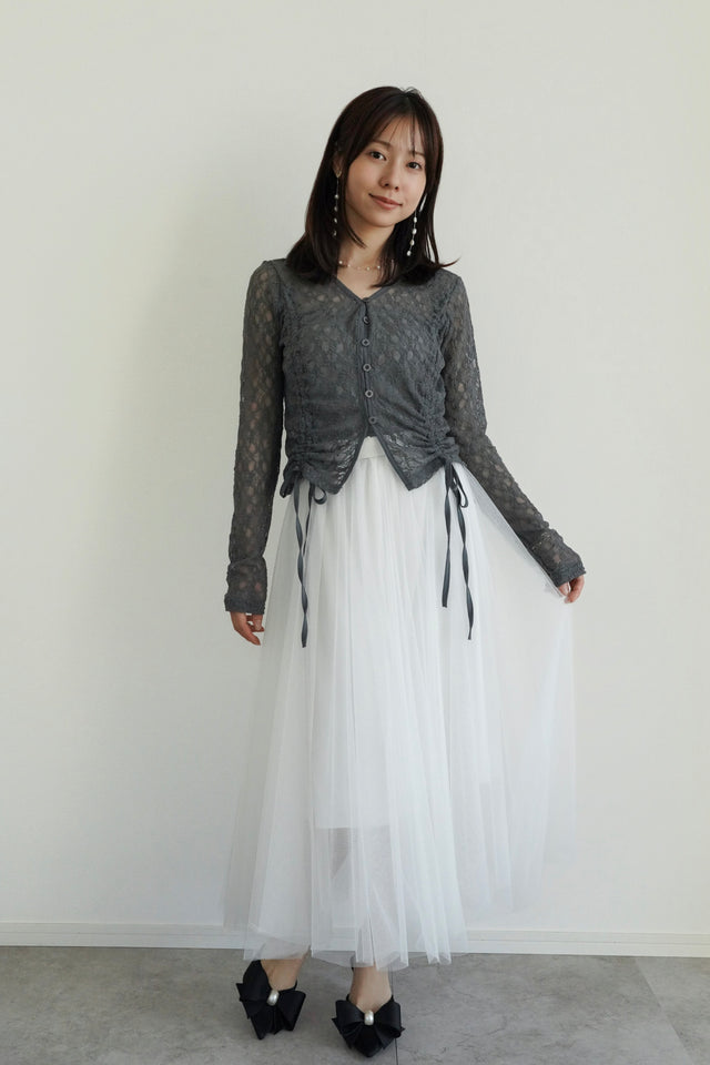 ［早割］ストレッチレーストップス×チュールロングスカート(SET15%OFF)