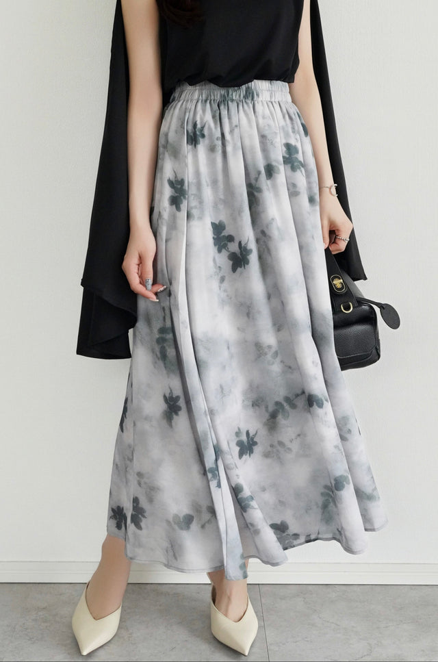 ［早割］ニュアンスプリントAラインスカート