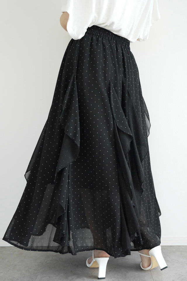 シフォンドットフリルスカート