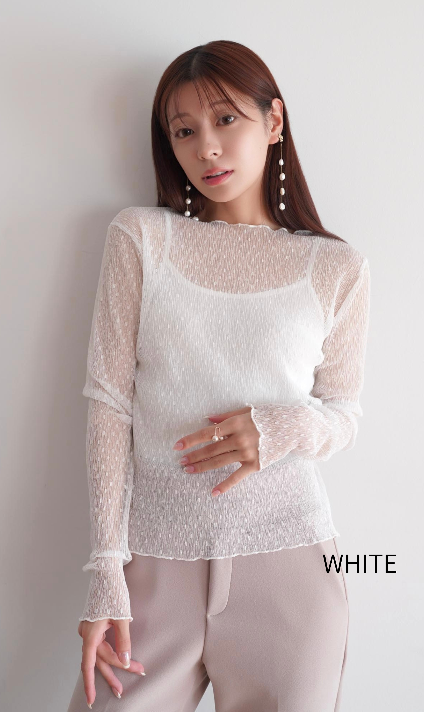 SET］Dot sheer Mellow Tops – kicuri