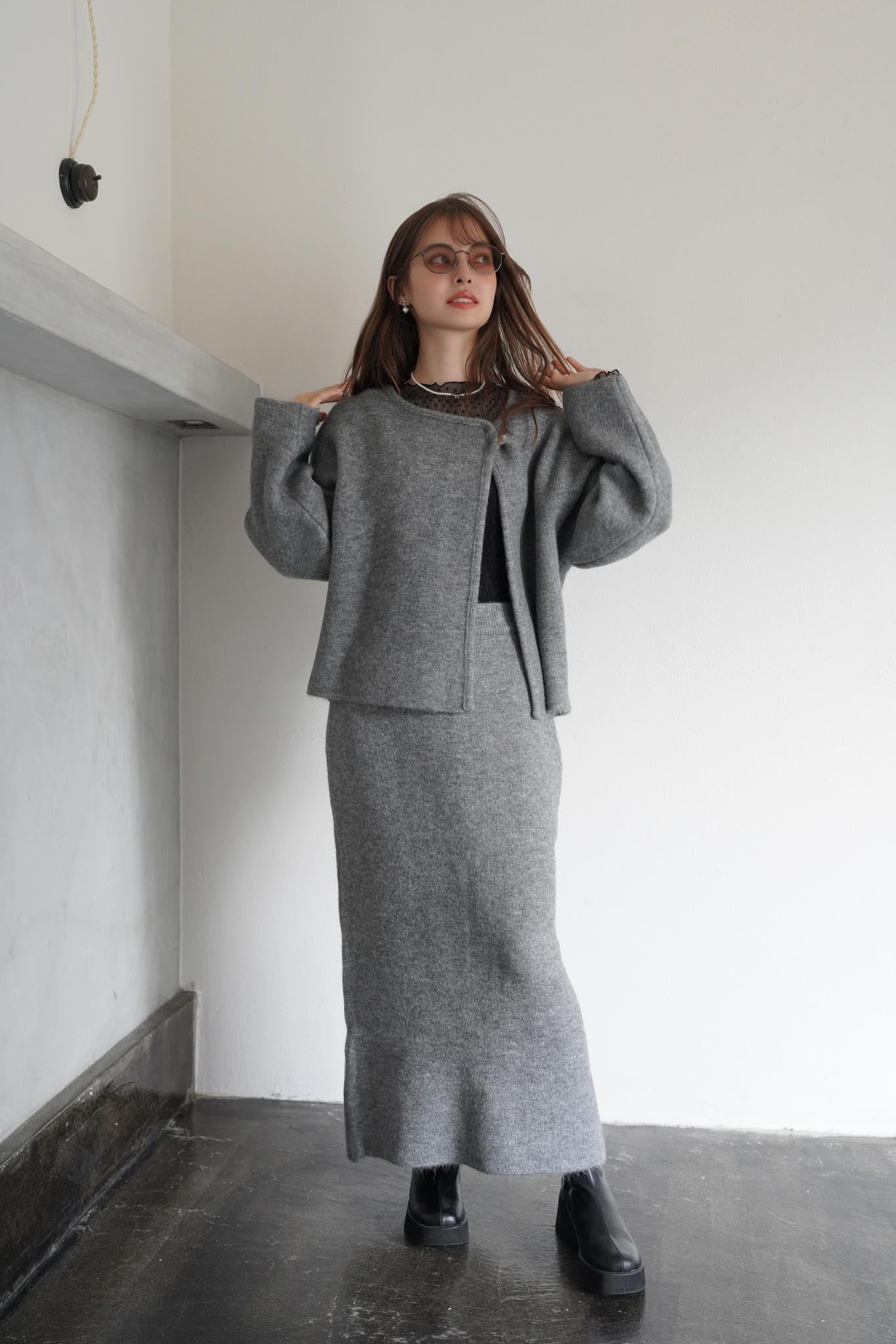 Carrie knit setup グレー