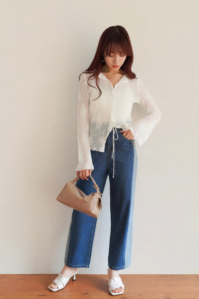 ［早割］サイドラインスリムテーパードデニム