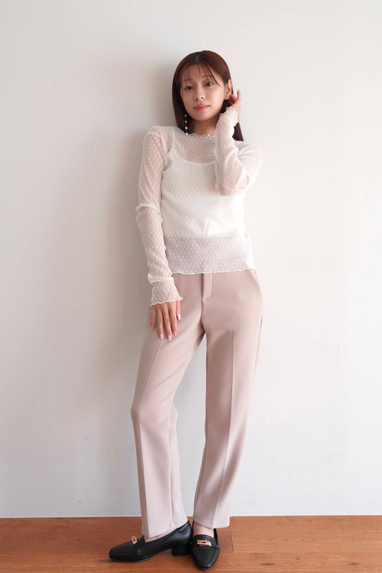SET］Dot sheer Mellow Tops – kicuri