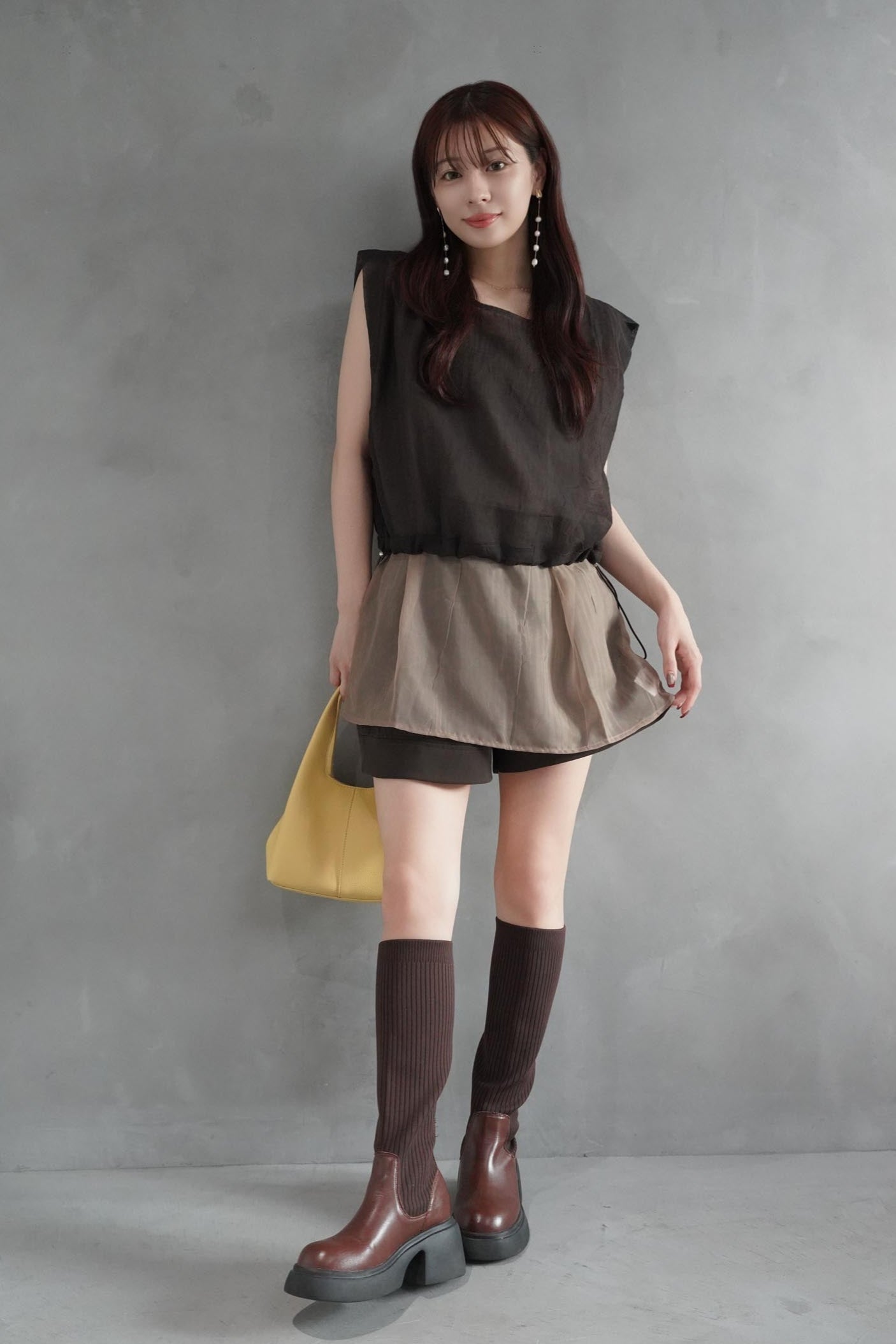 Leather knit long boots – kicuri