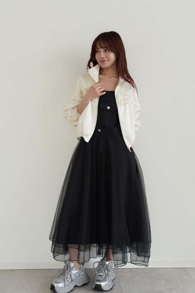 ［早割］ホイップフリルサテンブルゾン×チュールドッキングジャンパースカート(2set)