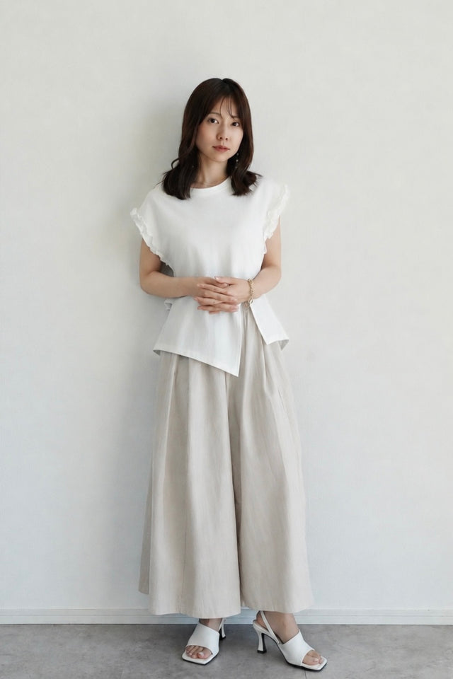 ［SET］バックフリルカットソー×ボリュームワイドパンツ(2set)